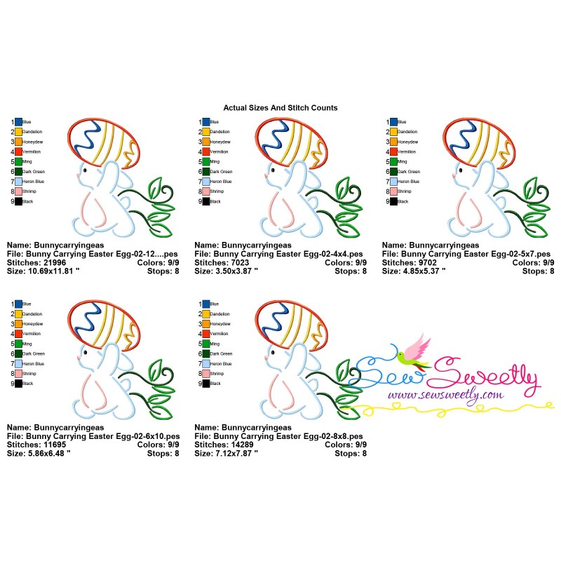 Bunny carrying easter egg02 embroidery design  sew sweetly Bunny carrying easter egg02 embroidery design  sew sweetly