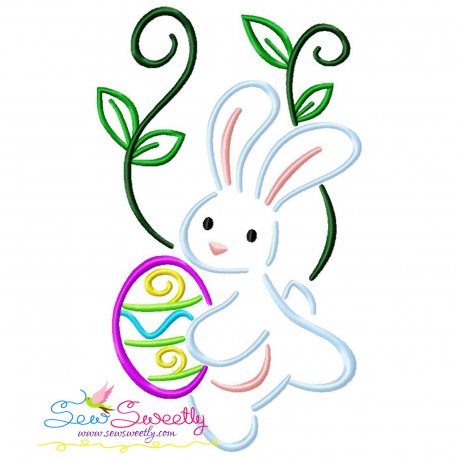 Bunny Carrying Easter Egg-01 Embroidery Design Pattern