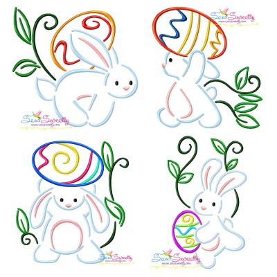 Bunny Carrying Easter Egg Embroidery Design Pattern Bundle-1