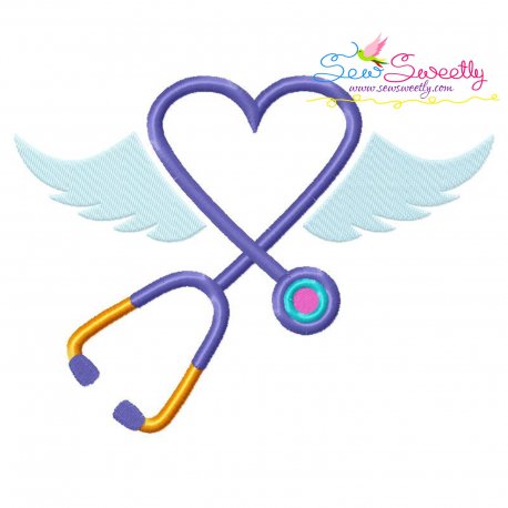 Stethoscope Wings Medical Embroidery Design Pattern