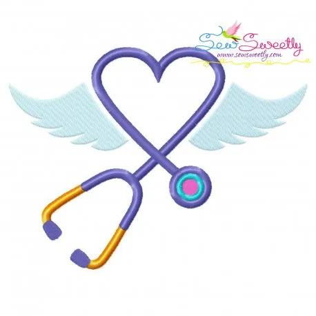 Stethoscope Wings Medical Embroidery Design Pattern