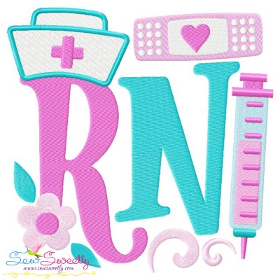 RN (Registered Nurse) Medical Lettering Embroidery Design Pattern-1