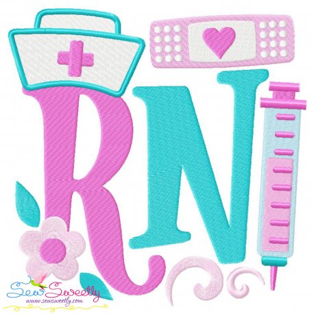 RN (Registered Nurse) Medical Lettering Embroidery Design Pattern