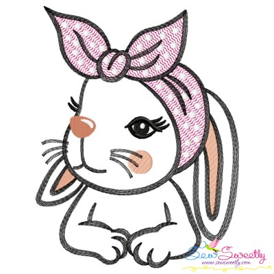 Bandana Easter Bunny Sketch Embroidery Design Pattern-1