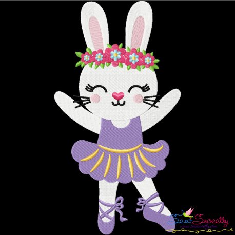Easter Bunny Ballerina Embroidery Design Pattern-1