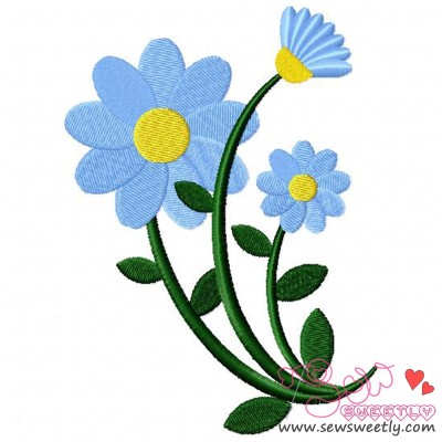 Blue Spring Flower Embroidery Design Pattern-1