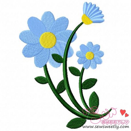 Blue Spring Flower Embroidery Design- 1