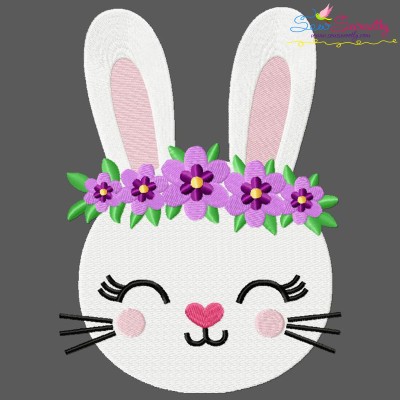Easter Bunny Face Floral Embroidery Design Pattern-1