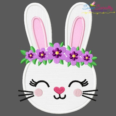 Easter Bunny Face Floral Applique Design Pattern-1