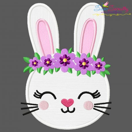Easter Bunny Face Floral Applique Design Pattern-1