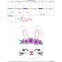 Easter Bunny Face Floral Applique Design Pattern-3