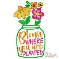Bloom Where You Are Planted Jar Embroidery Design Pattern