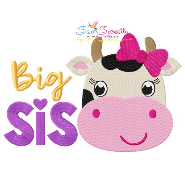 Cow Big Sis Embroidery Design Pattern-1