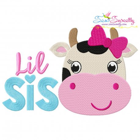 Cow Lil Sis Embroidery Design Pattern-1