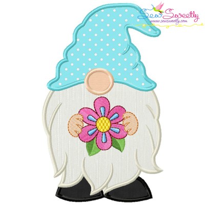 Spring Gnome With Flower Applique Design Pattern-1