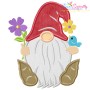 Spring Gnome Flowers Applique Design Pattern-1