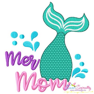 Mermaid Mom Tail Lettering Embroidery Design Pattern-1