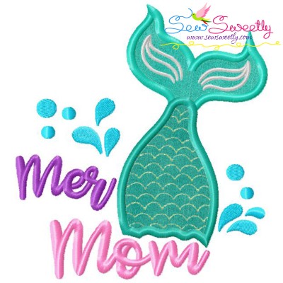 Mermaid Mom Tail Lettering Applique Design Pattern-1