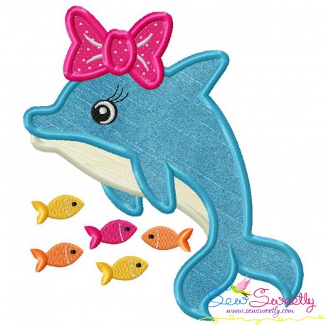 Cute Dolphin Bow Applique Design Pattern-1