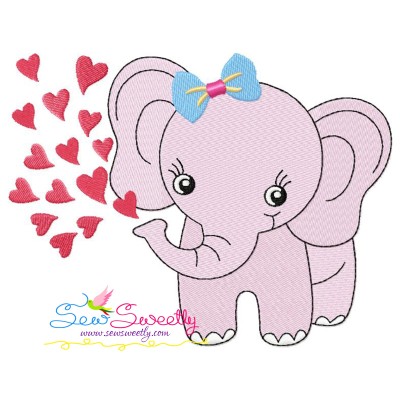Baby Elephant Hearts Girl Embroidery Design Pattern-1