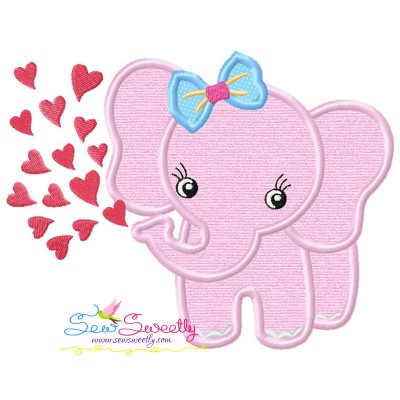 Baby Elephant Hearts Girl Applique Design Pattern-1