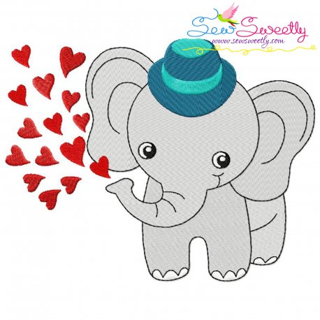 Baby Elephant Hearts Boy Embroidery Design Pattern-1