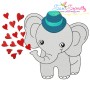 Baby Elephant Hearts Boy Embroidery Design Pattern-1