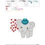 Baby Elephant Hearts Boy Embroidery Design Pattern-3