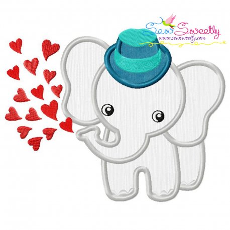 Baby Elephant Hearts Boy Applique Design Pattern-1
