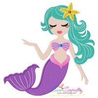 Cute Mermaid Star Embroidery Design Pattern