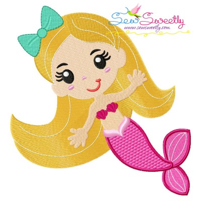 Baby Mermaid Blond Hair Embroidery Design Pattern-1