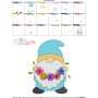 Spring Gnome Flower Wreath Embroidery Design Pattern-3