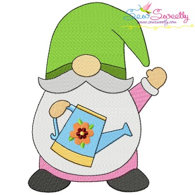 Spring Gnome Watering Can Embroidery Design Pattern-1