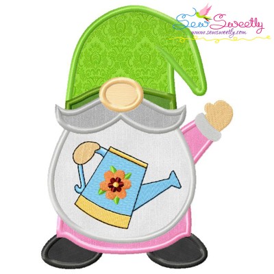 Spring Gnome Watering Can Applique Design Pattern-1