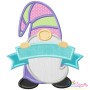 Spring Gnome Ribbon Banner Applique Design Pattern-1