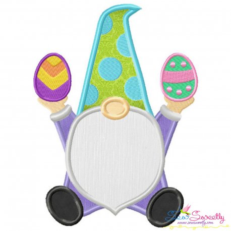 Spring Gnome Easter Eggs Applique Design- 1