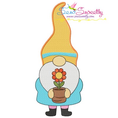 Spring Gnome Flower Pot Embroidery Design Pattern-1