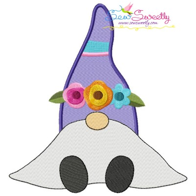 Gnome Spring Flowers Embroidery Design Pattern-1