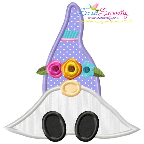 Gnome Spring Flowers Applique Design Pattern-1