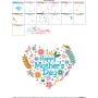 Happy Mother's Day Floral Heart Lettering Embroidery Design Pattern-3