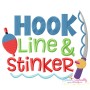 Hook Line And Stinker Fishing Lettering Embroidery Design Pattern-1