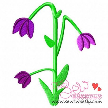 Purple Flowers Embroidery Design Pattern-1