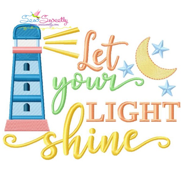Let Your Light Shine Beach Lettering Embroidery Design Pattern-1
