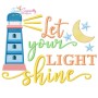 Let Your Light Shine Beach Lettering Embroidery Design Pattern-1