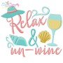 Relax And Un-Wine Beach Lettering Embroidery Design Pattern-1