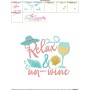 Relax And Un-Wine Beach Lettering Embroidery Design Pattern-3