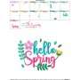 Hello Spring Flowers Lettering Embroidery Design Pattern-3