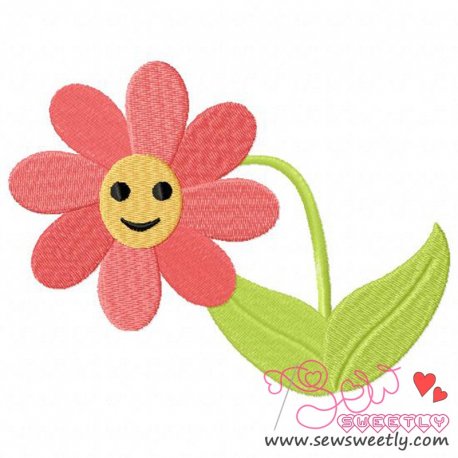 Smiley Flower Embroidery Design- 1