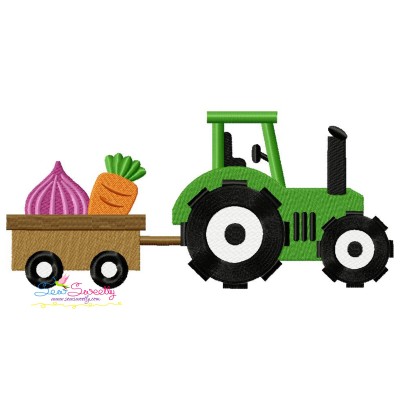 Farm Tractor With Wagon-3 Embroidery Design Pattern-1
