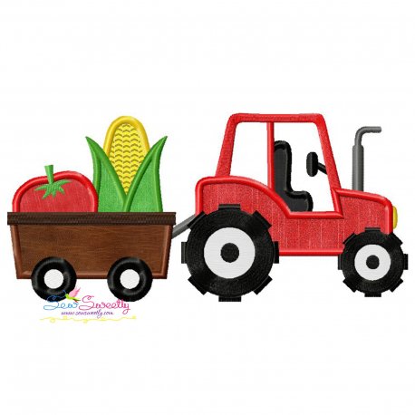 Farm Tractor With Wagon-2 Applique Design- 1